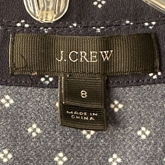 J Crew Pindot Lapel Pants Jumpsuit Women's Size 8 Navy Blue Romper - Picture 9 of 11